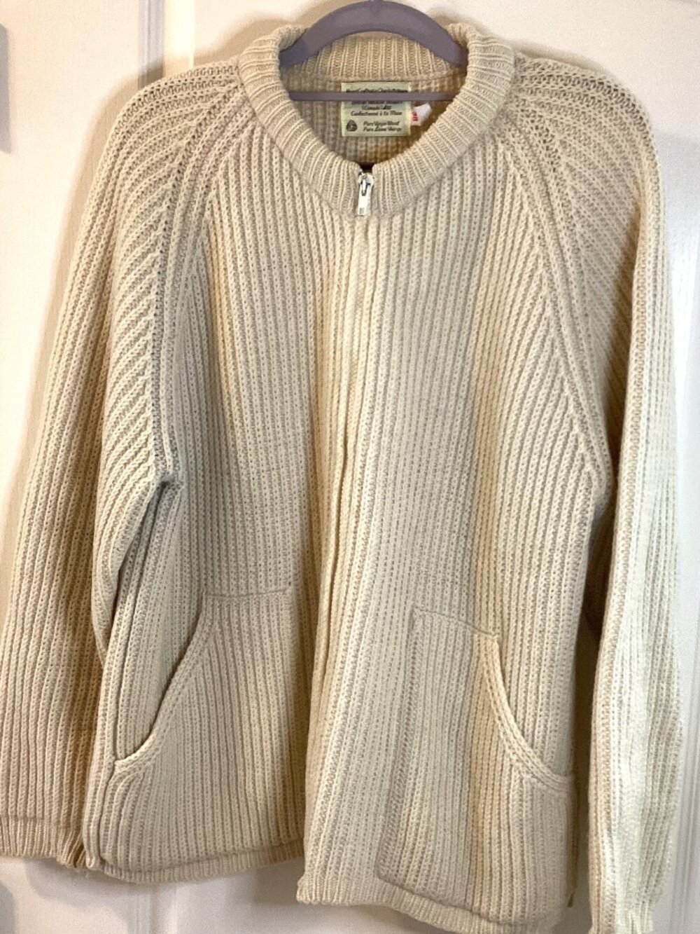 Vintage Charlottettown Pure Virgin Wool Cardigan Sweater Size 38 Crafting Crafts - Picture 2 of 11